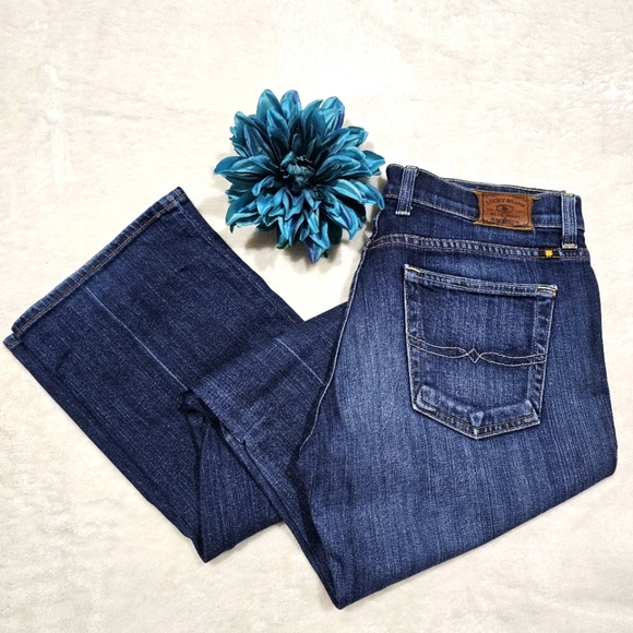 ♡ Lucky Brand Classic Rider Jeans | Blue Wash Mid-Rise Straight Cut Sz: 28 / 6 - Picture 12 of 16